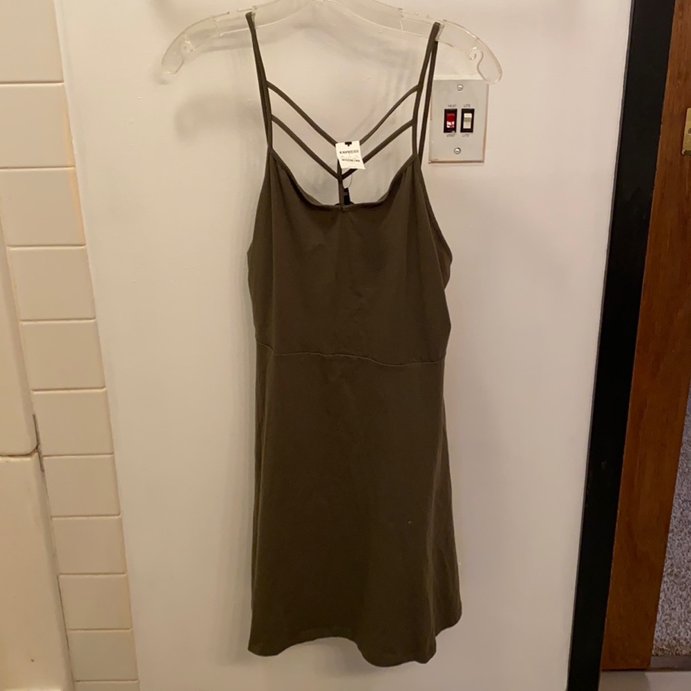 EXPRESS Olive green skater dress